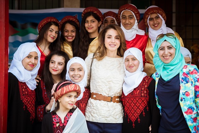 Rania Celebrates Independence Day with Students of Safout Secondary School for Girls | Queen Rania